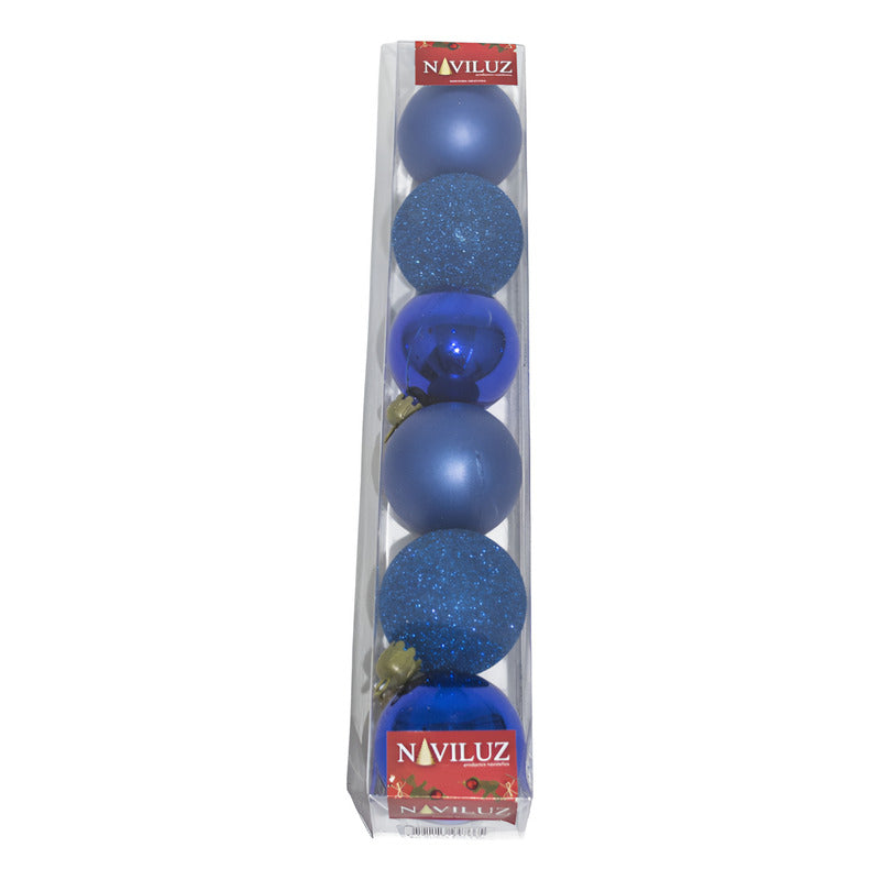 Adornos De Navidad En Caja De Acetato - Globos Azules 5cm Azul Surtido