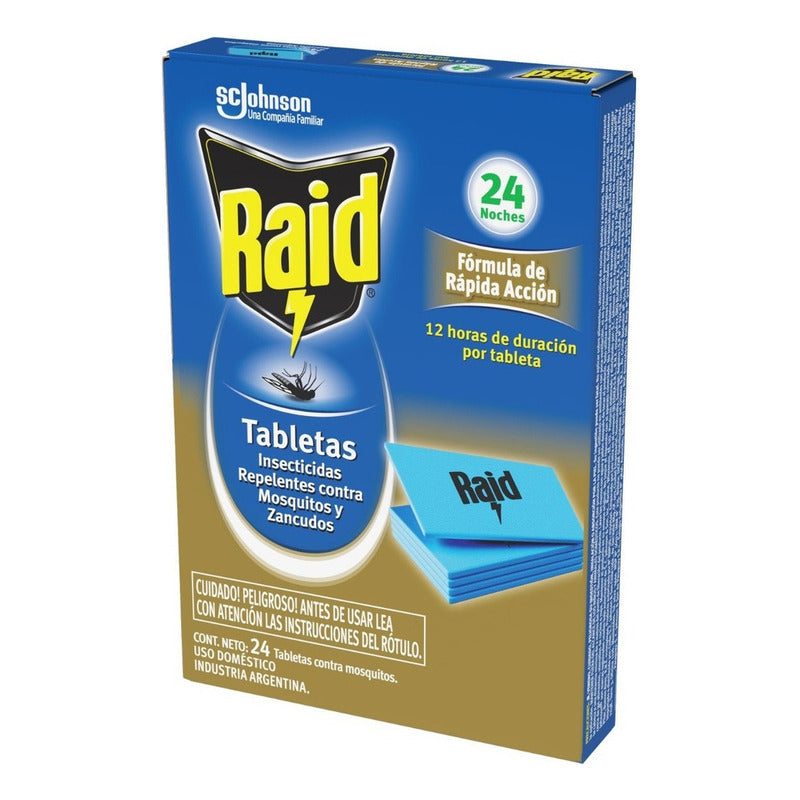 10 X Tabletas Insecticida Raid Contra Mosquitos Caja X 24