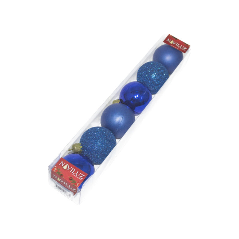 Adornos De Navidad En Caja De Acetato - Globos Azules 5cm Azul Surtido